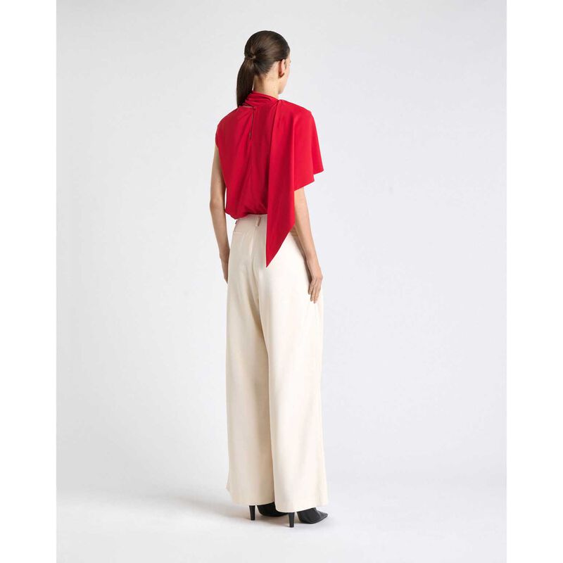 Cue Raspberry Stretch Viscose Scarf Tipped Sleeve Top image number 1